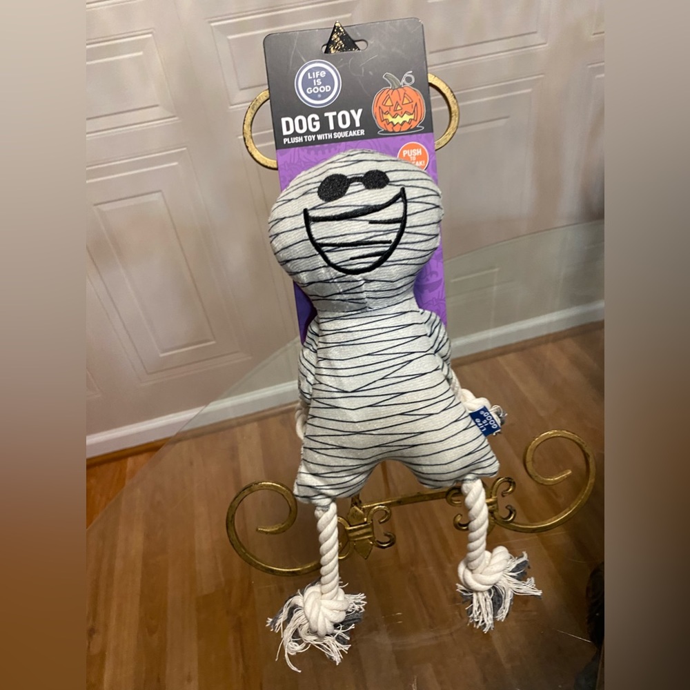 Brand New Life Is Good DogToy With Squeaker Halloween Mummy 12”
